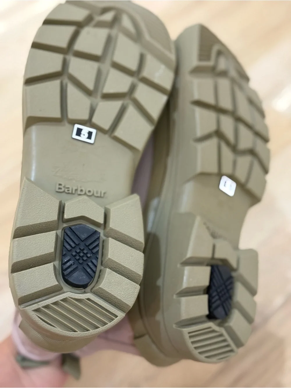 Barbour Pink and Olive Green Chelsea Rain Boots